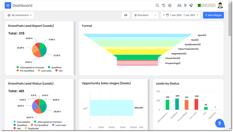 screenshot of Vtiger CRM